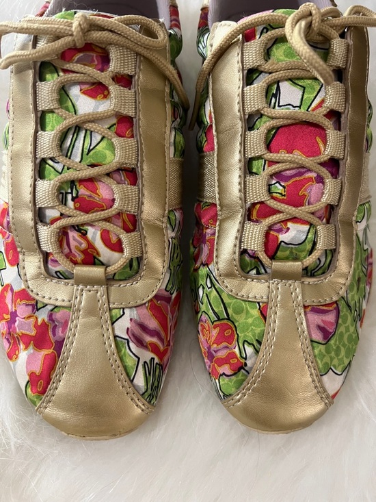 Coach Shoes - 🌹🌺🌻🪷COACH Gold Floral Lace-Up Sneakers - Pink, Green, Gold